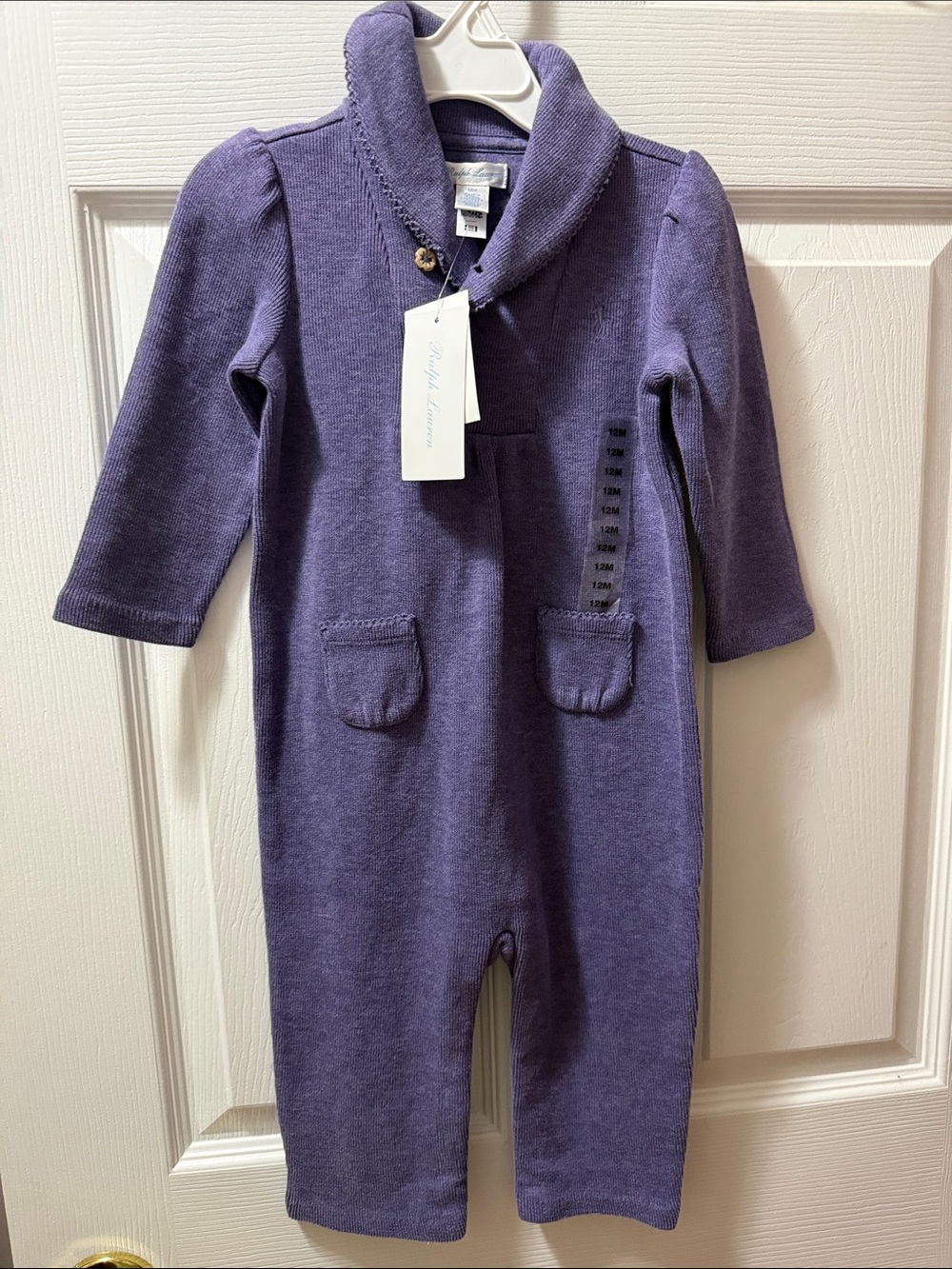 Petit Lem Purple Knit Shawl-Collar One-Piece